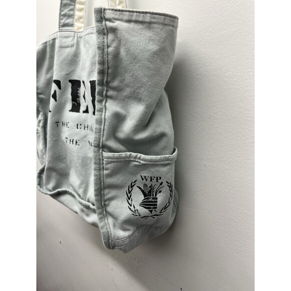 FEED The Children Large Canvas Light Blue Tote Bag - Picture 4 of 16